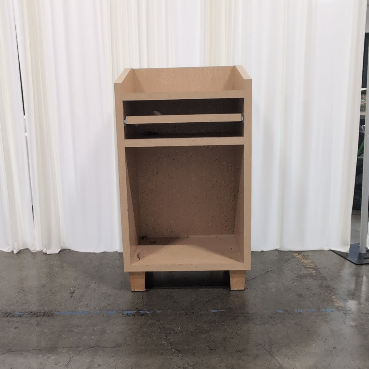 Light Wood Lectern with Storage Shelves