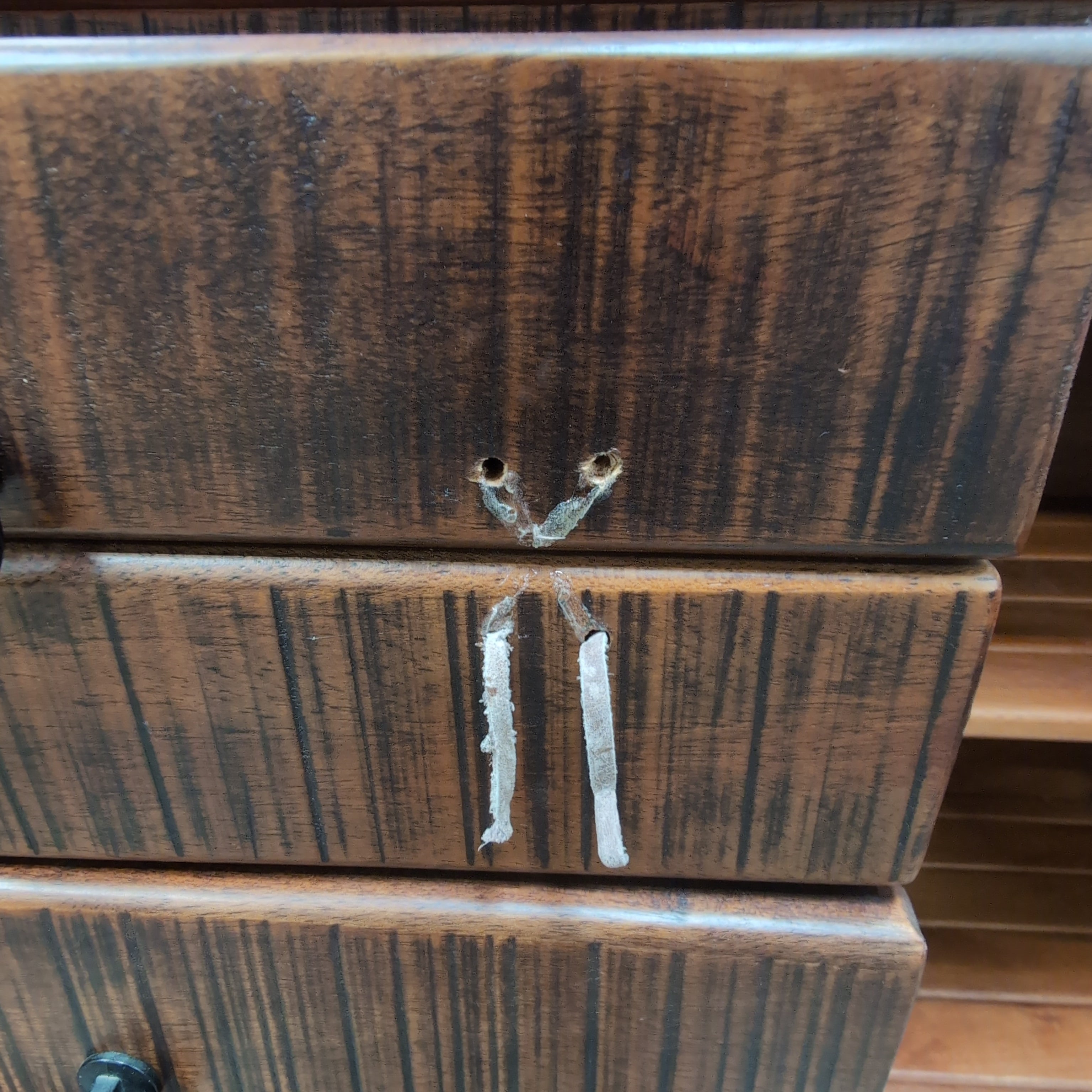 Rustic Dark Wood Buffet with X-Stitched Detail Doors