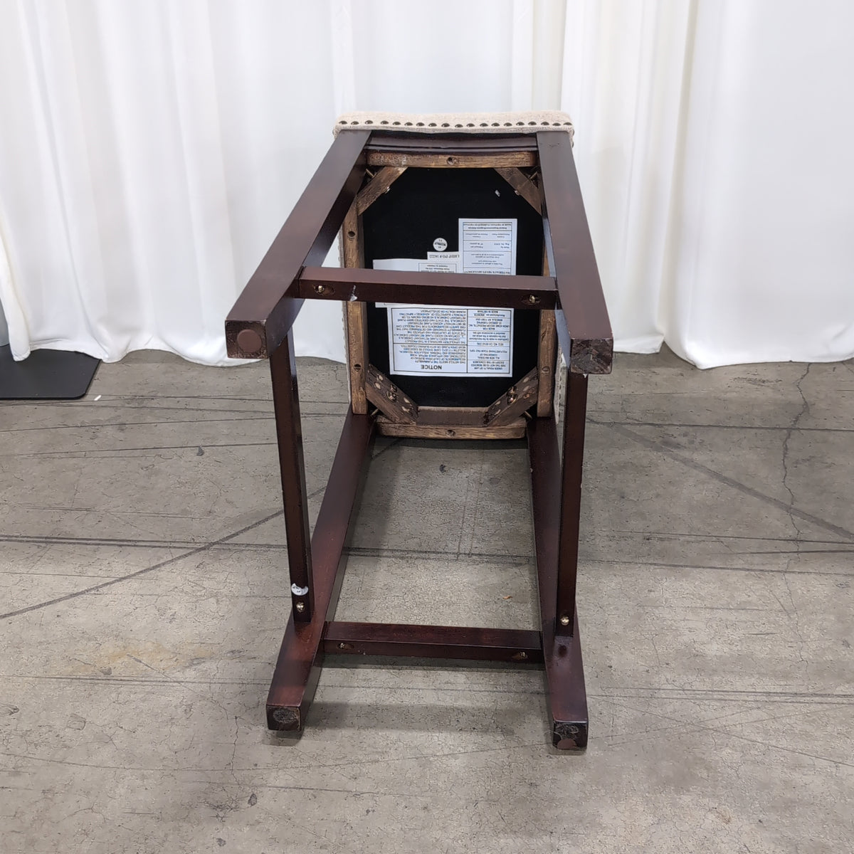 Set of Three Linon Home Products Upholstered Stools in Dark Wood