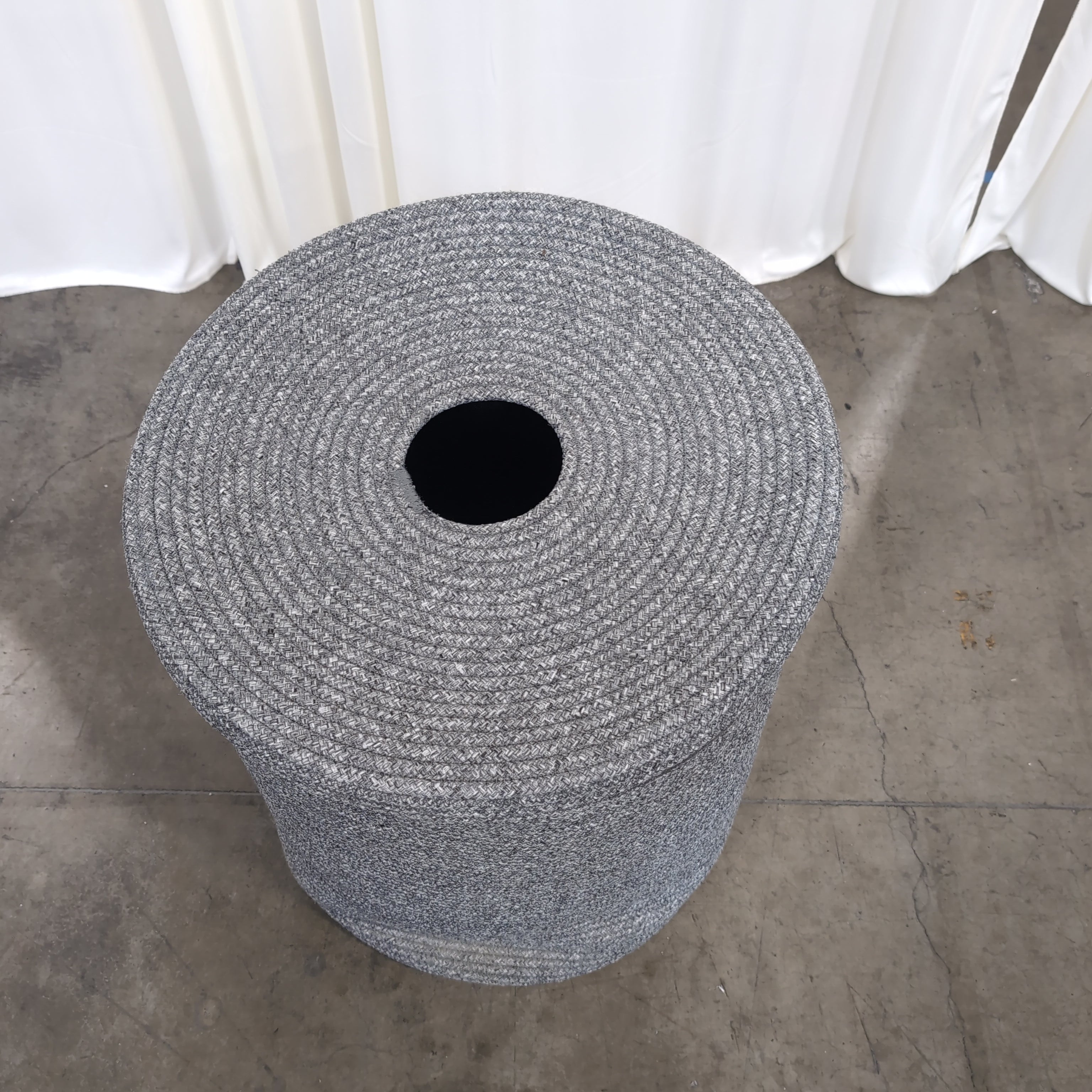 Round Grey Woven Laundry Hamper with a Lid