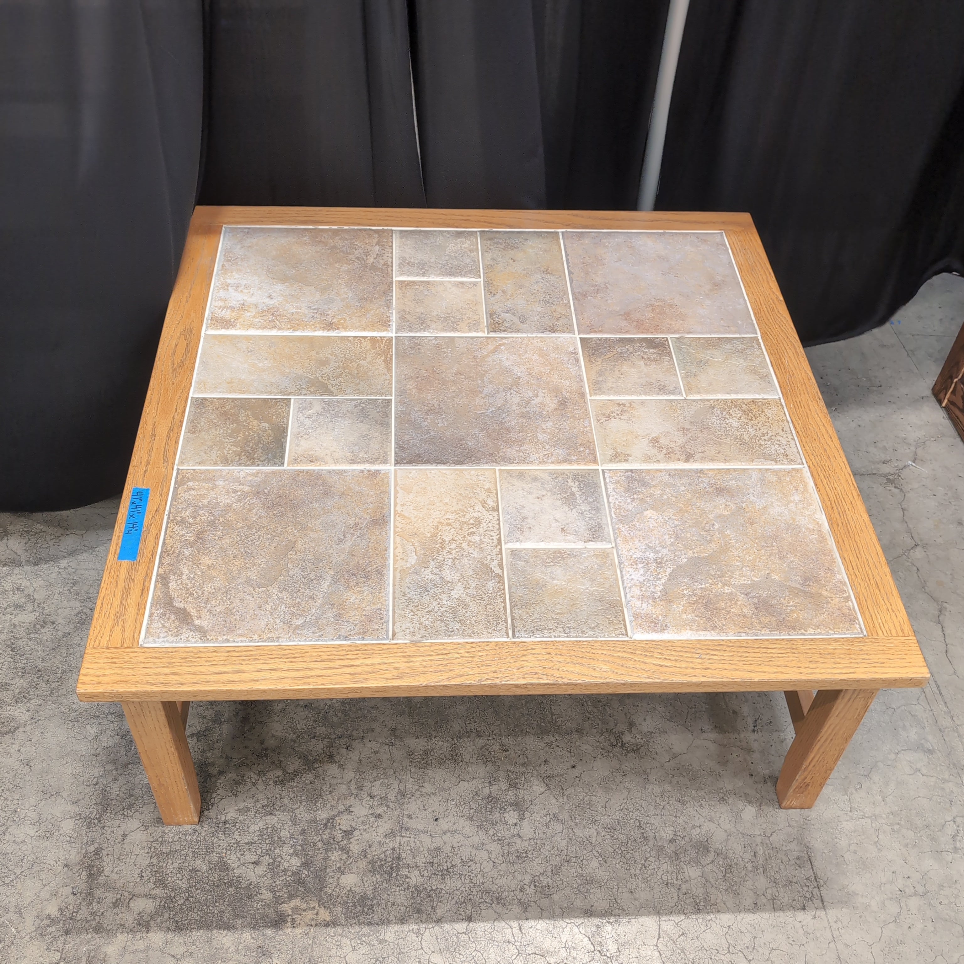 Mission Style Wood Coffee Table with Tile Top