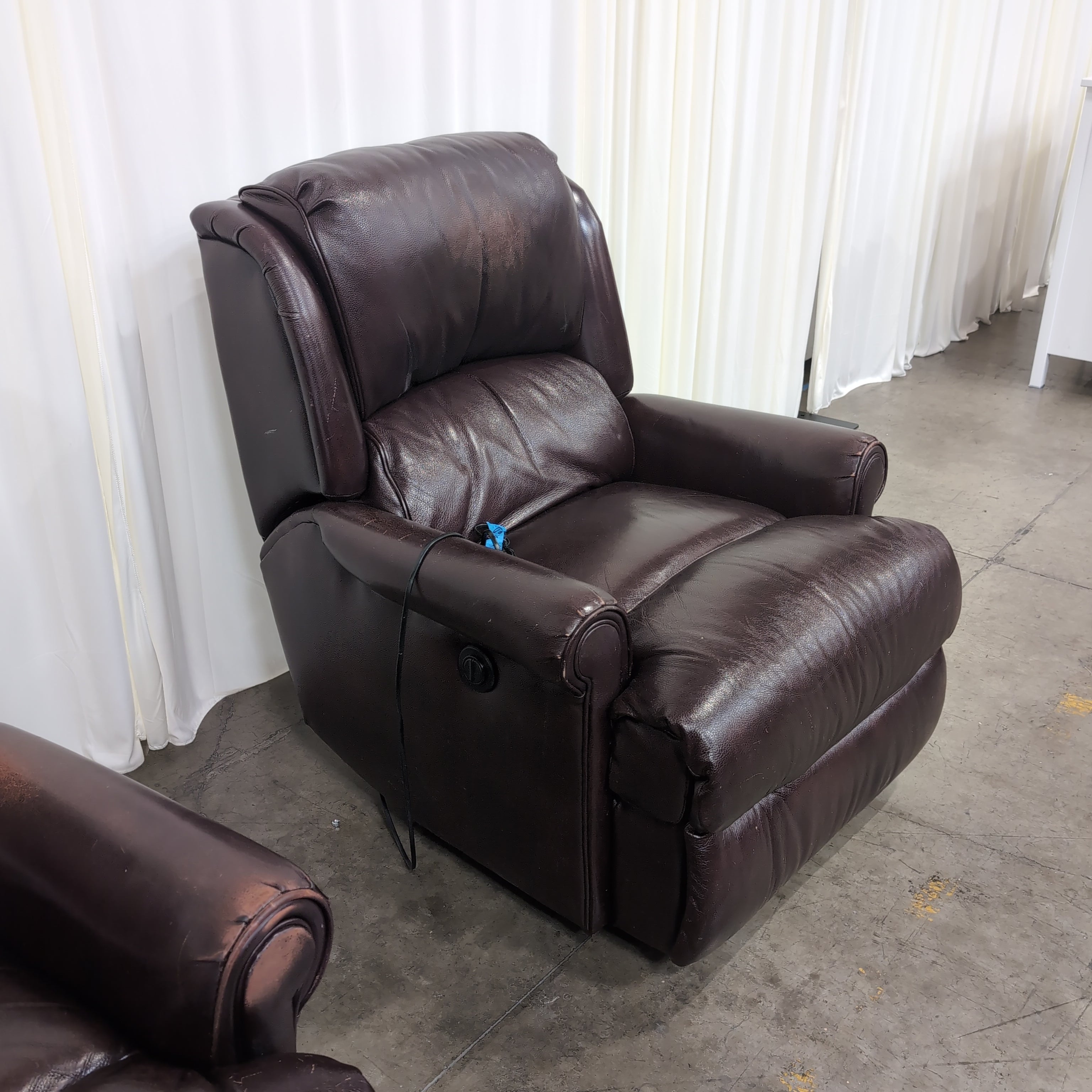 Plush Dark Brown Power Recliner in Leather