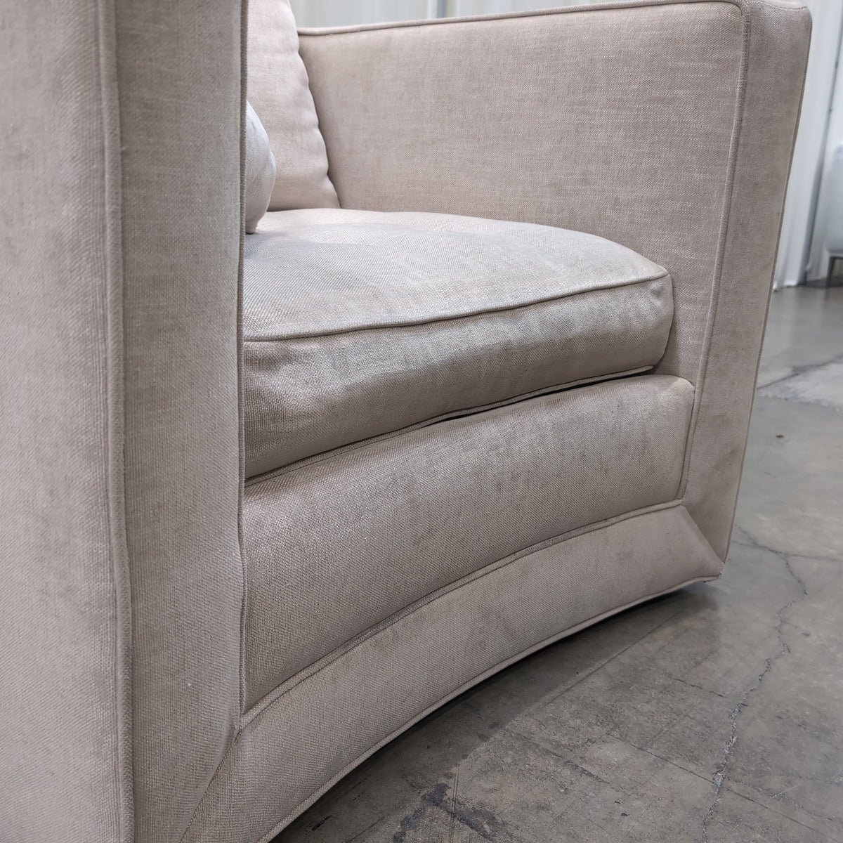 Neutral Fabric Track Armchair with Curved Base