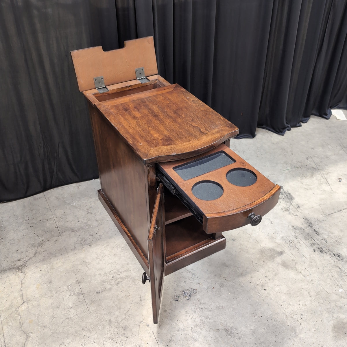 Dark Wood Nightstand with Power Cord Slot