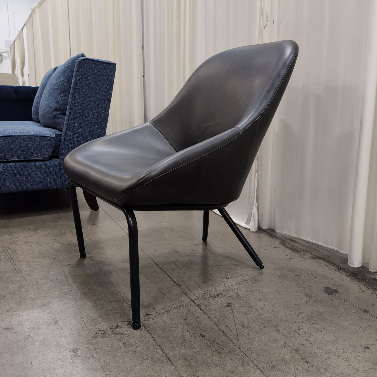 Black Faux Leather Molded Seat Chair