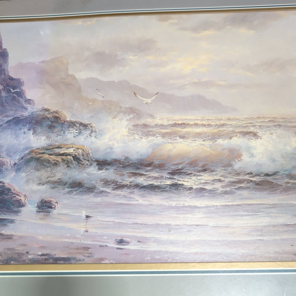 Coastal Seascape Framed Artwork with Wood Frame