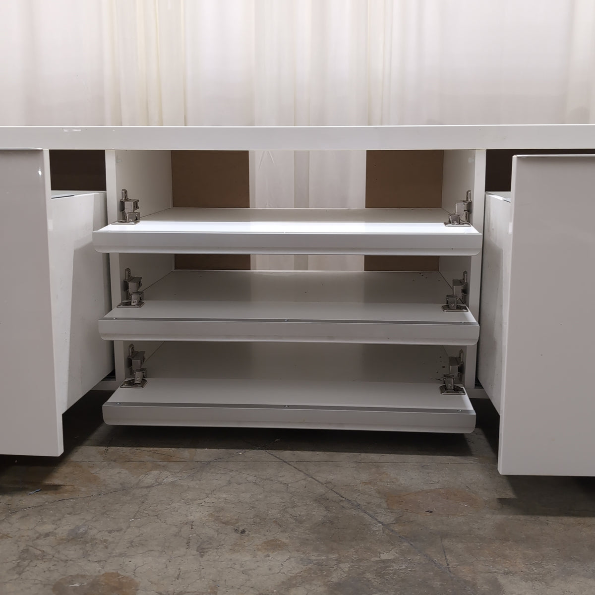 Sleek White Three-Drawer Buffet