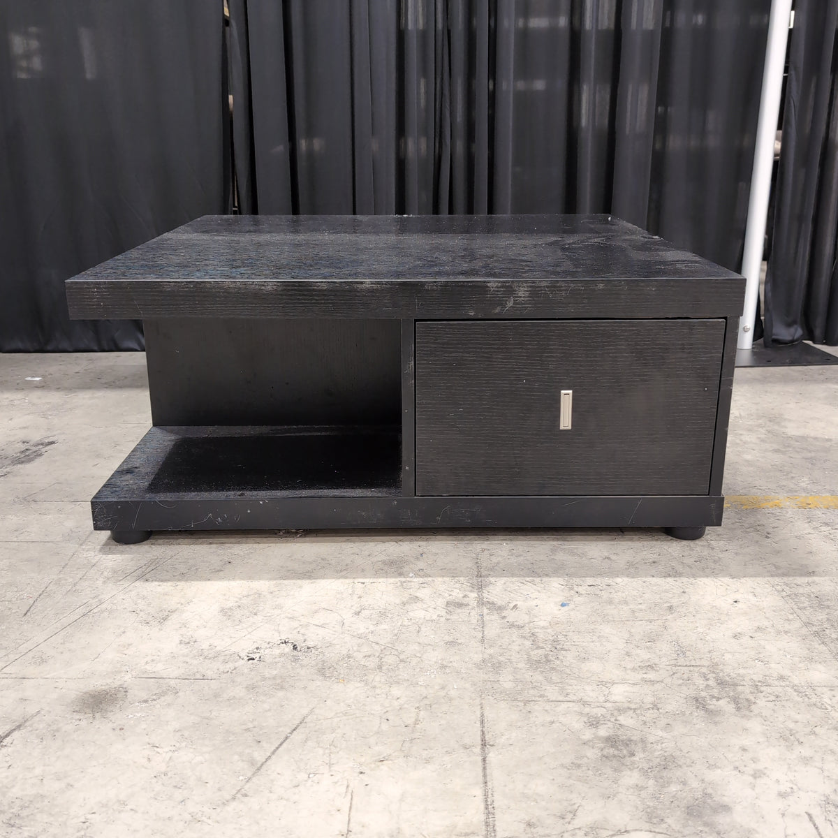 Dark Textured Wood Look Coffee Table with Drawers