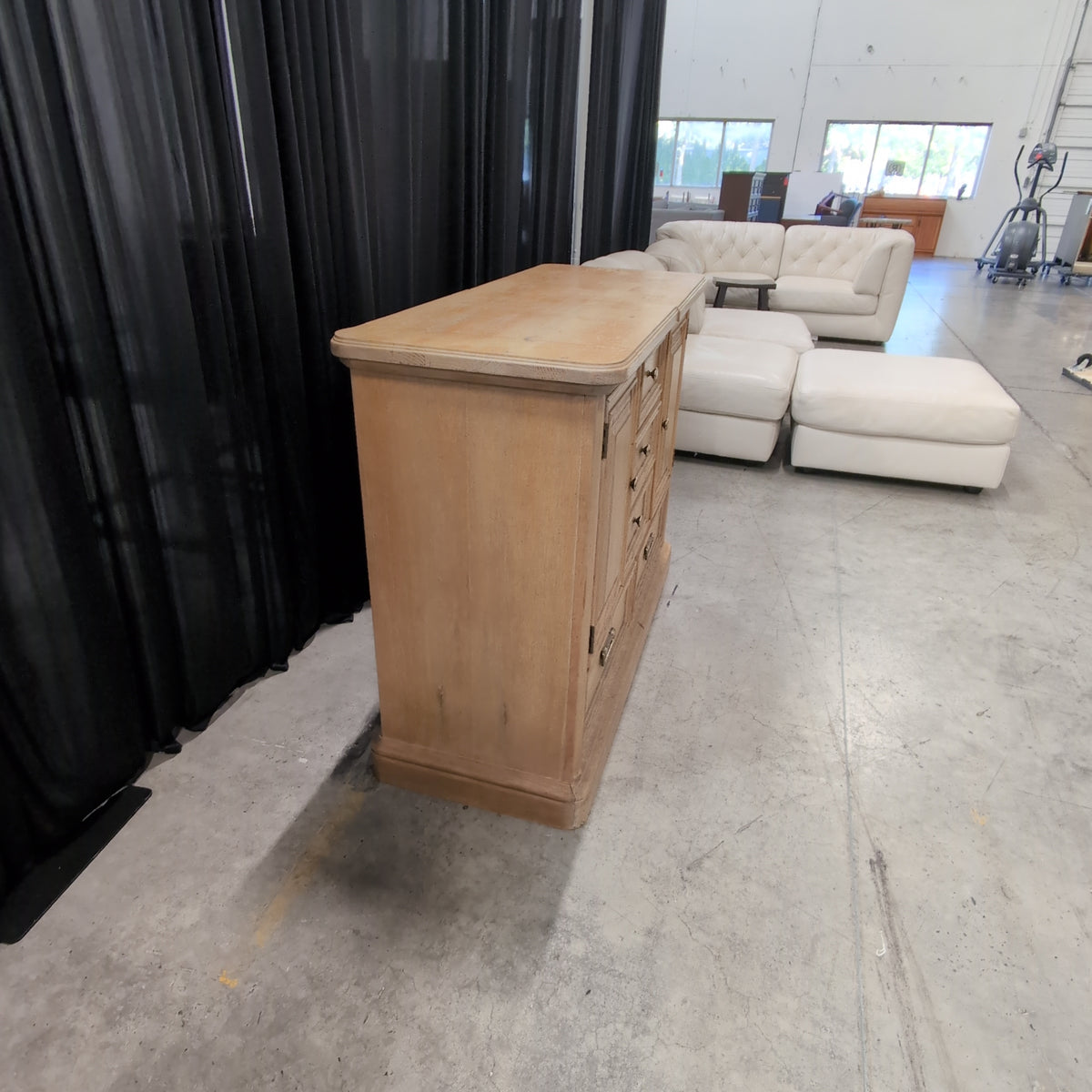 Traditional Light Wood Buffet with Brass Hardware