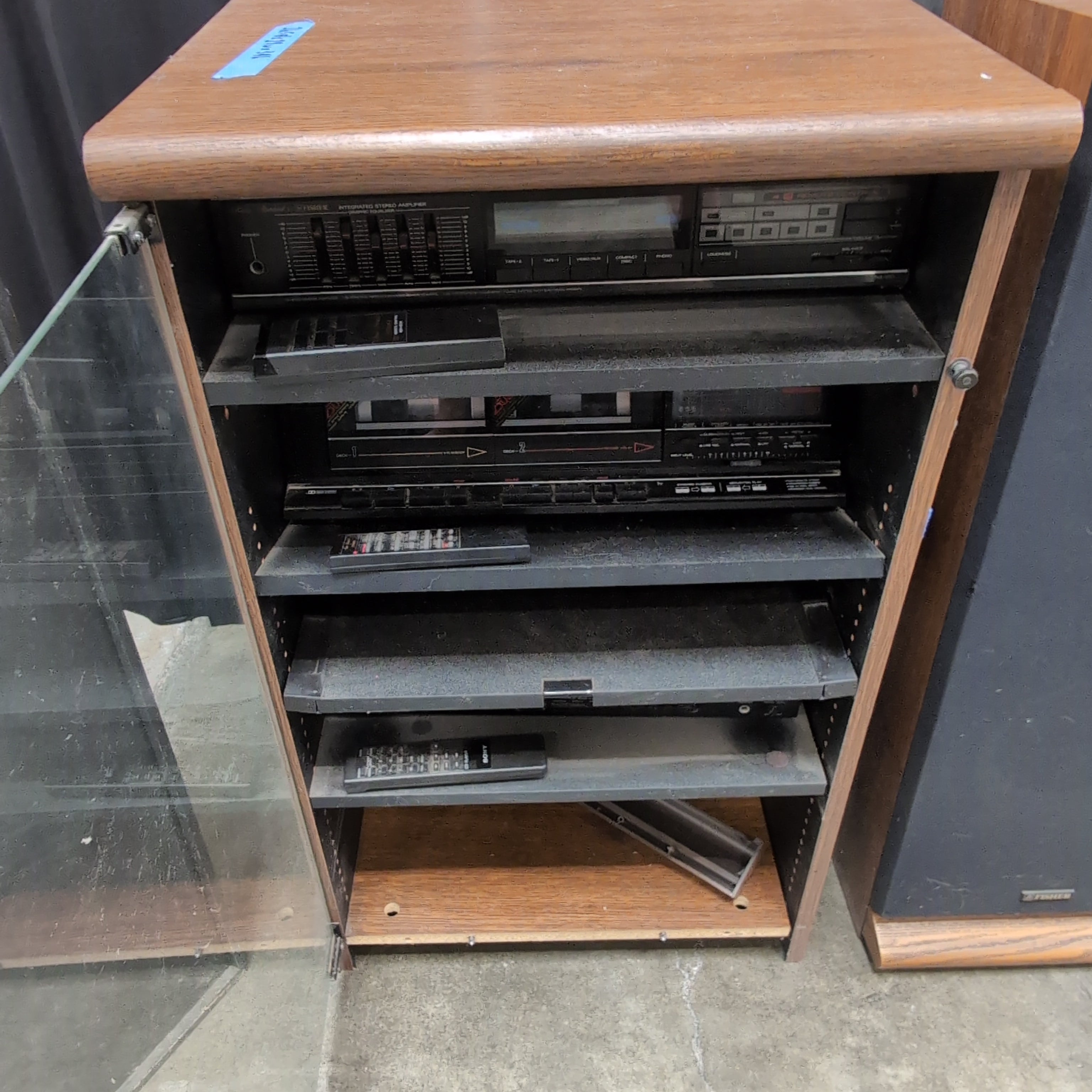 Fisher Wood Audio Component TV Stand with Speakers