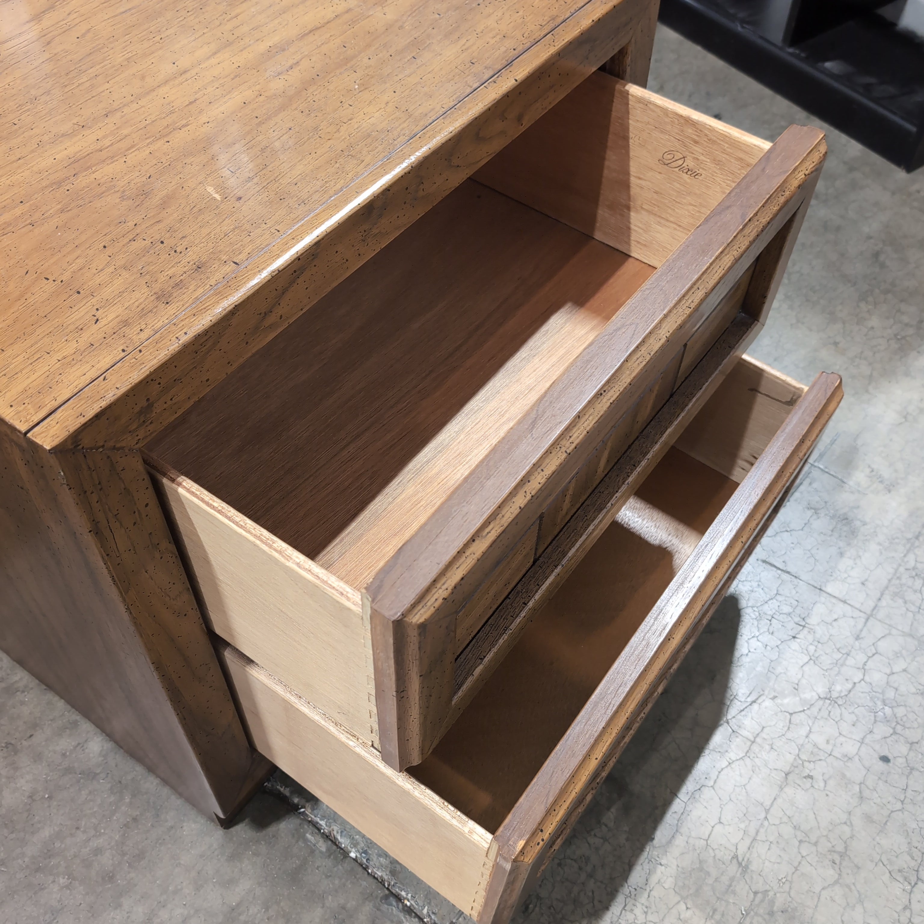 Medium Brown Wood Two-Drawer Nightstand