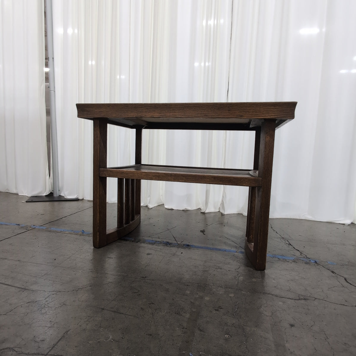 Dark Brown Wood End Table with Lower Shelf