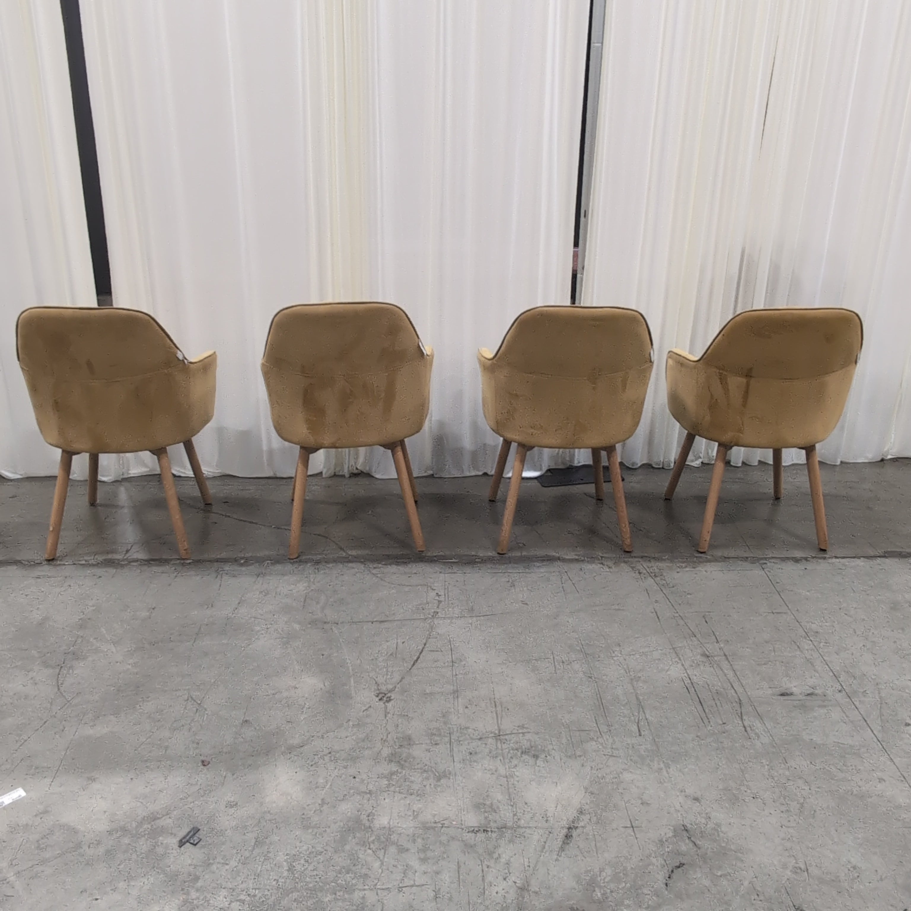 Set of four Channel Tufted Mustard Yellow Accent Chair