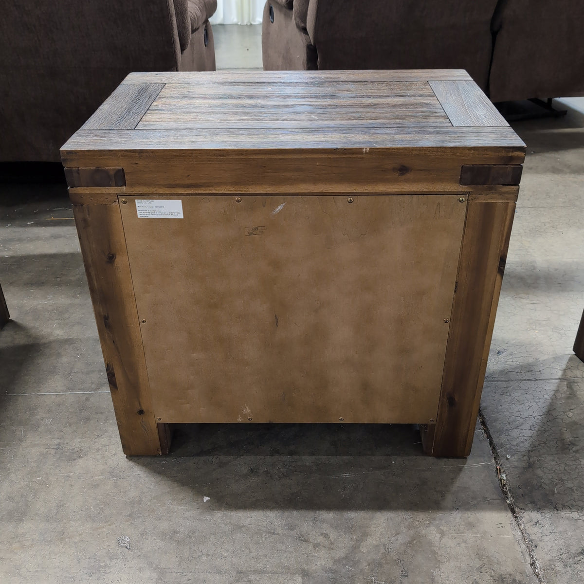 Rustic Dark Brown Wood Nightstand with Two Drawers