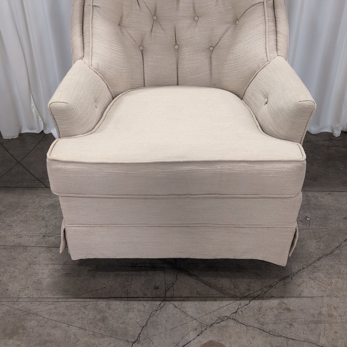 Tufted Beige Upholstered Club Chair with Rolled Arms