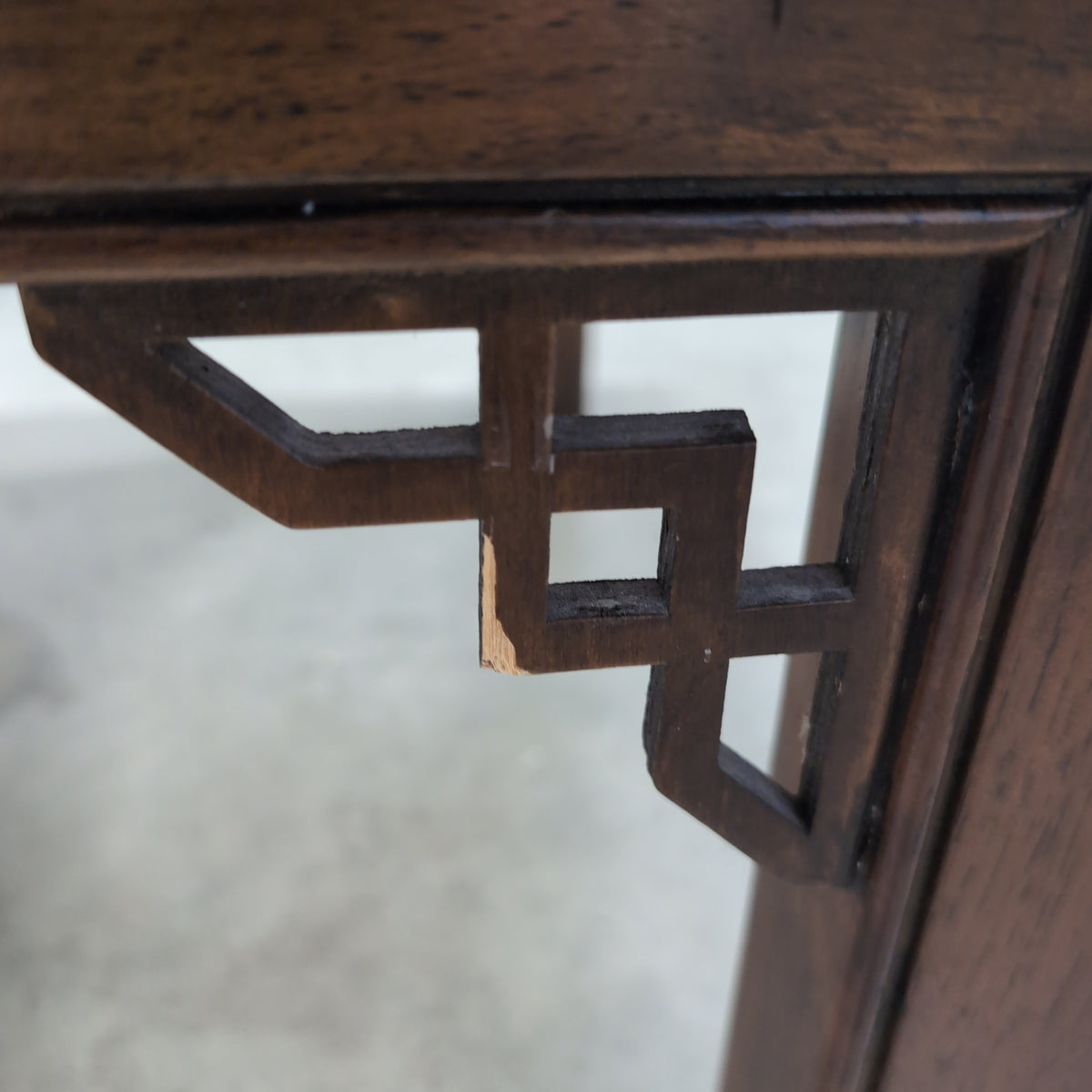 Dark Wood Asian Inspired Coffee Table with Lattice Details
