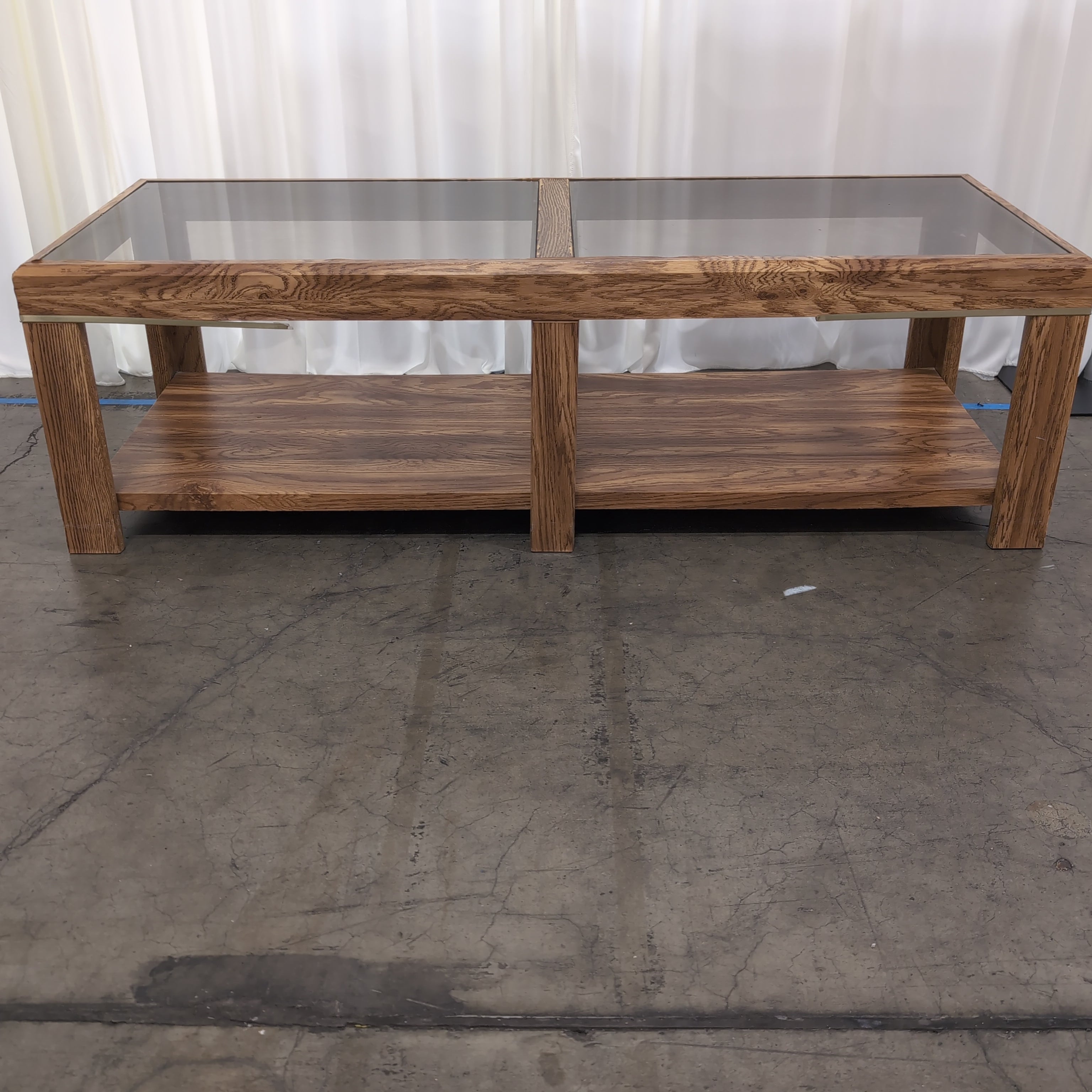 Rectangular Wood Coffee Table with Glass Top