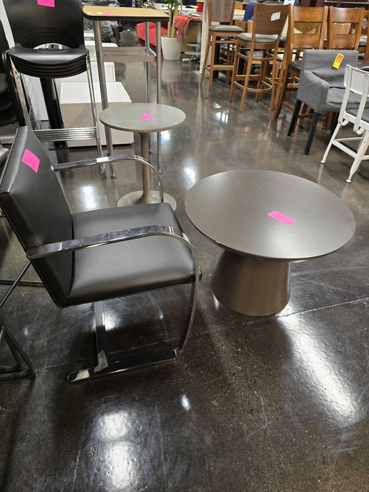 Black Vinyl Chair with Chrome