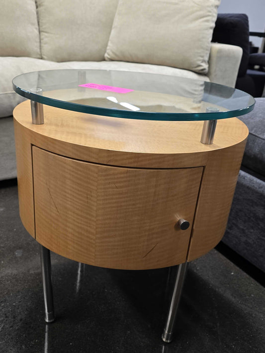 Compact Glass-Top End Table