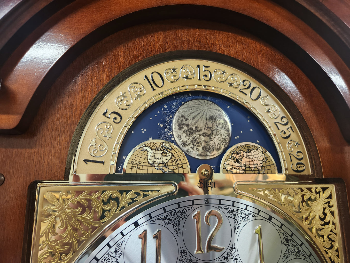 Sligh Traditional Grandfather Clock with Moon Dial and Chimes