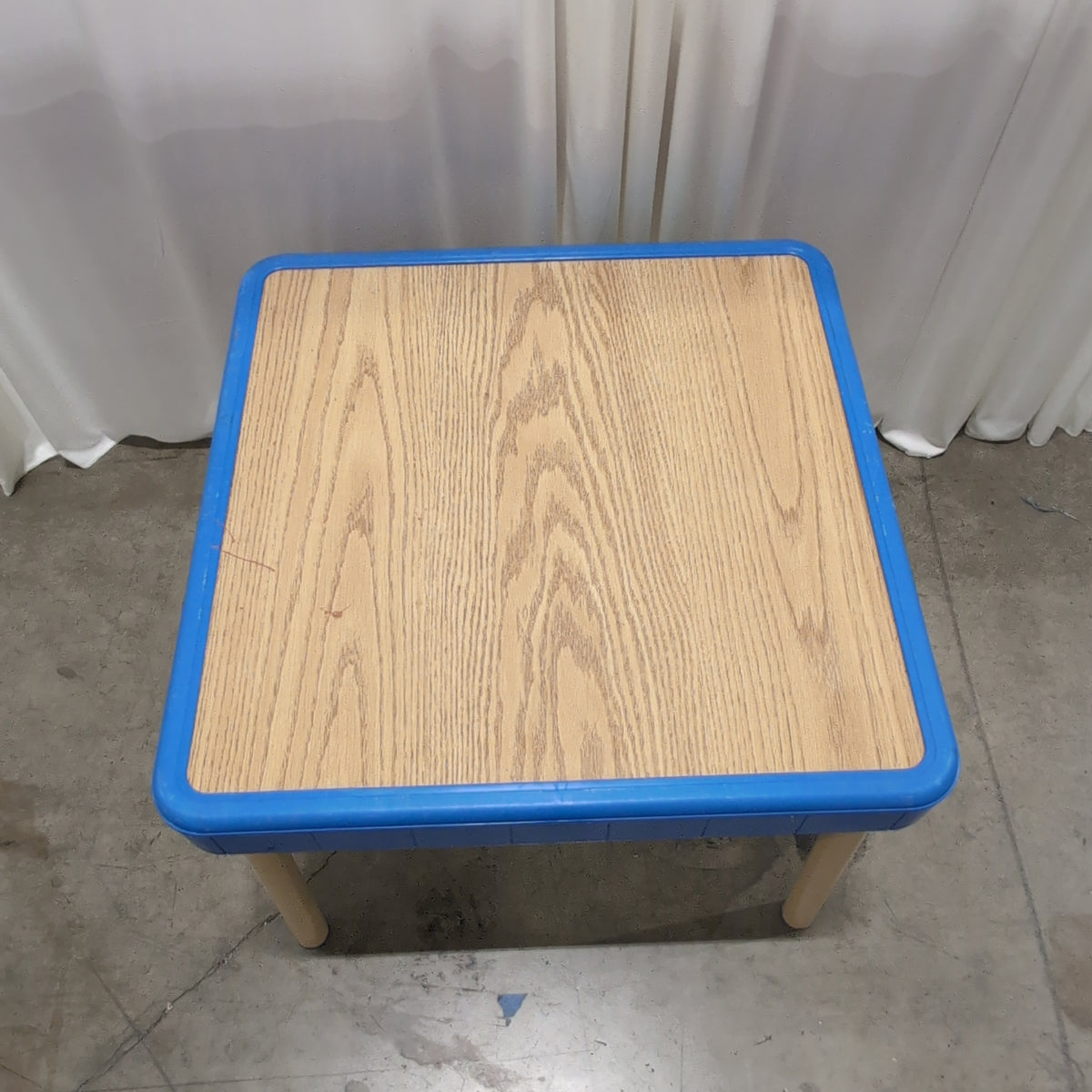 Blue Plastic Frame Kids Table with Wood-Look Top