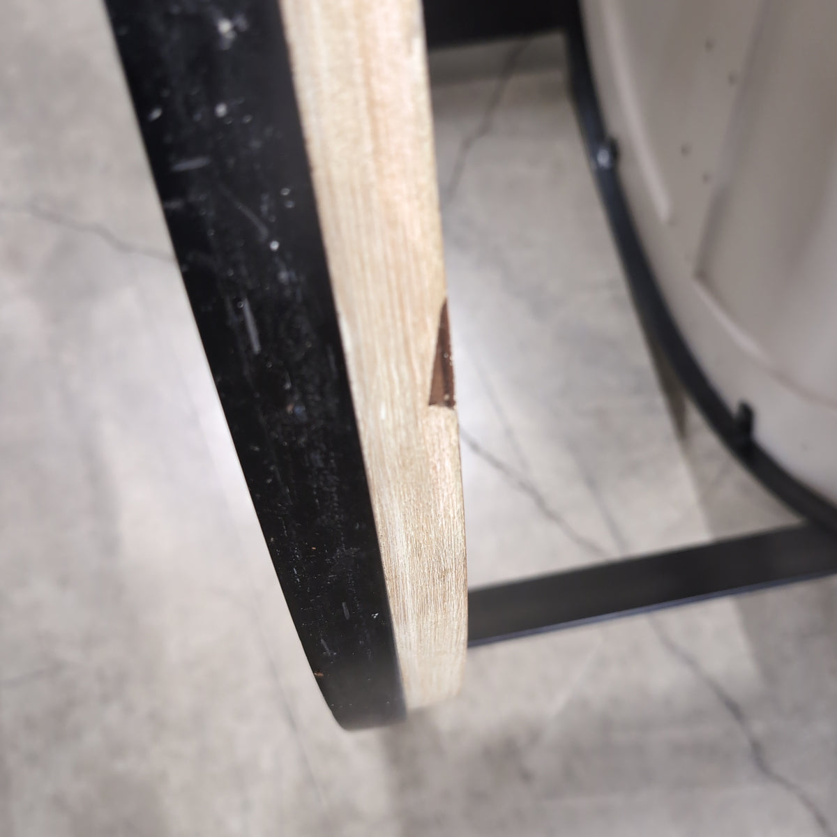 Round Two-Tier Coffee Table with Black Metal Frame