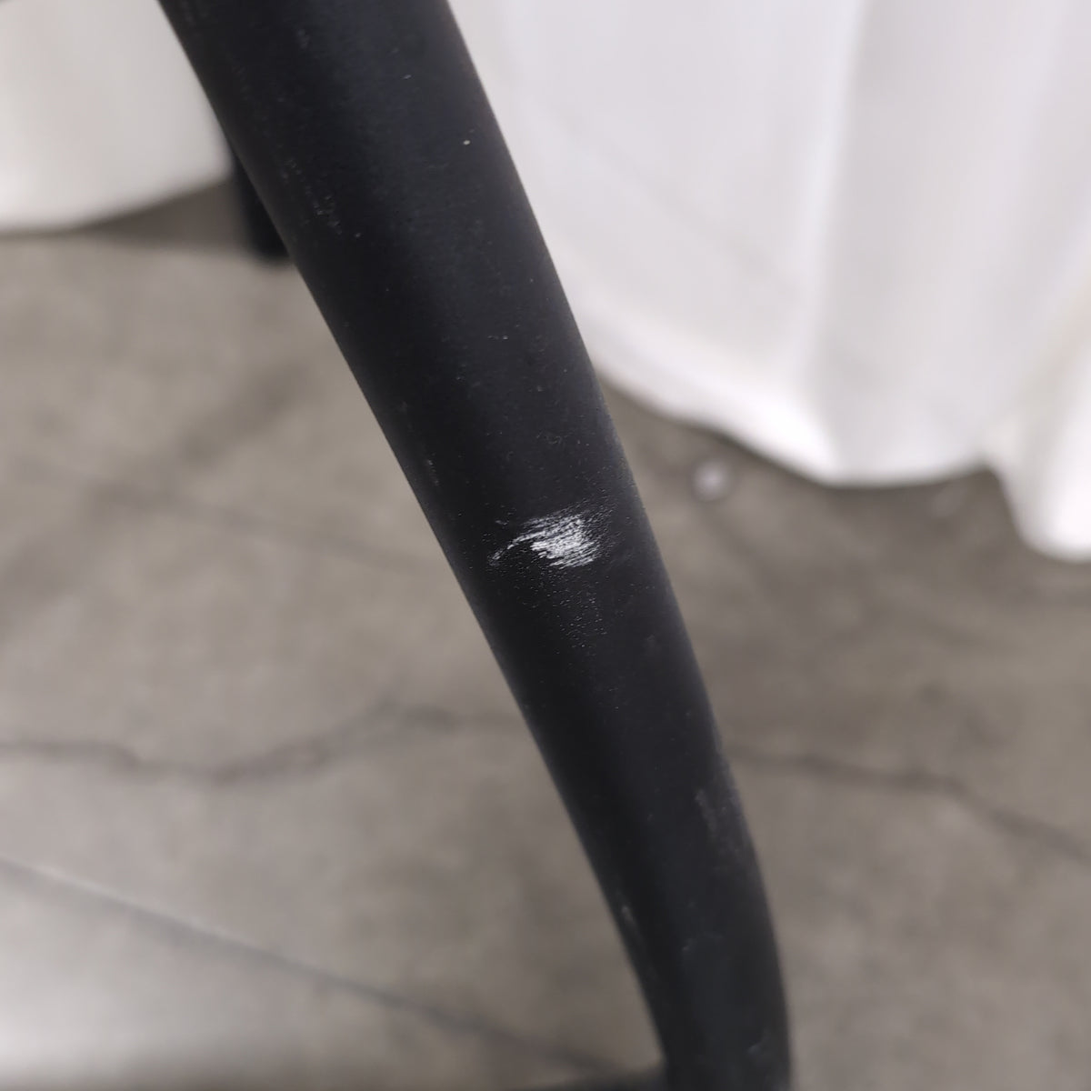 Pair of Black Round Seat Stools with Metal Legs