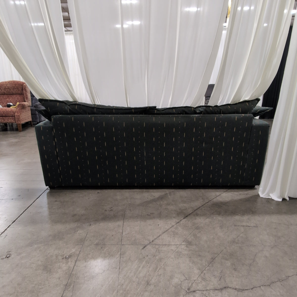 Dark Green Patterned Fabric Couch