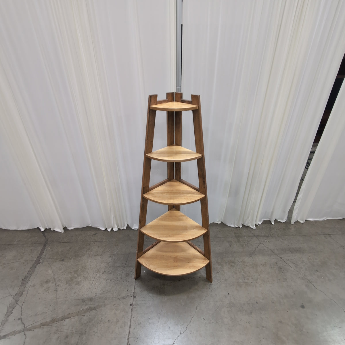 Brown Wood Ladder Style Corner Bookcase