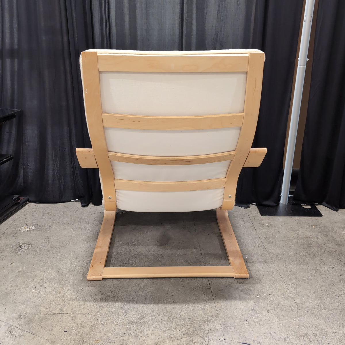 Modern Bentwood Frame White Recliner with Quilted Cushions