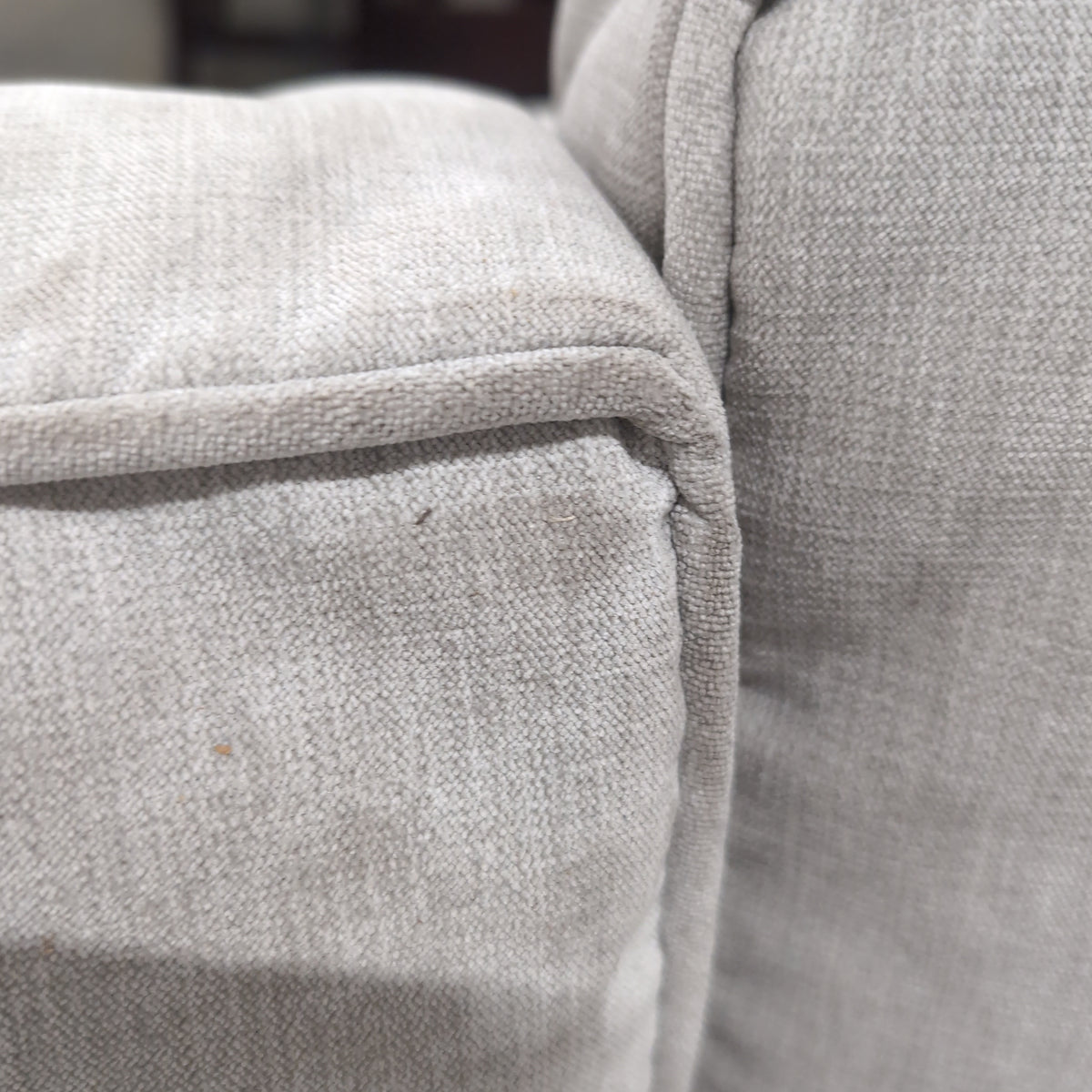 Light Grey Fabric Rolled Arm Loveseat with Skirted Base