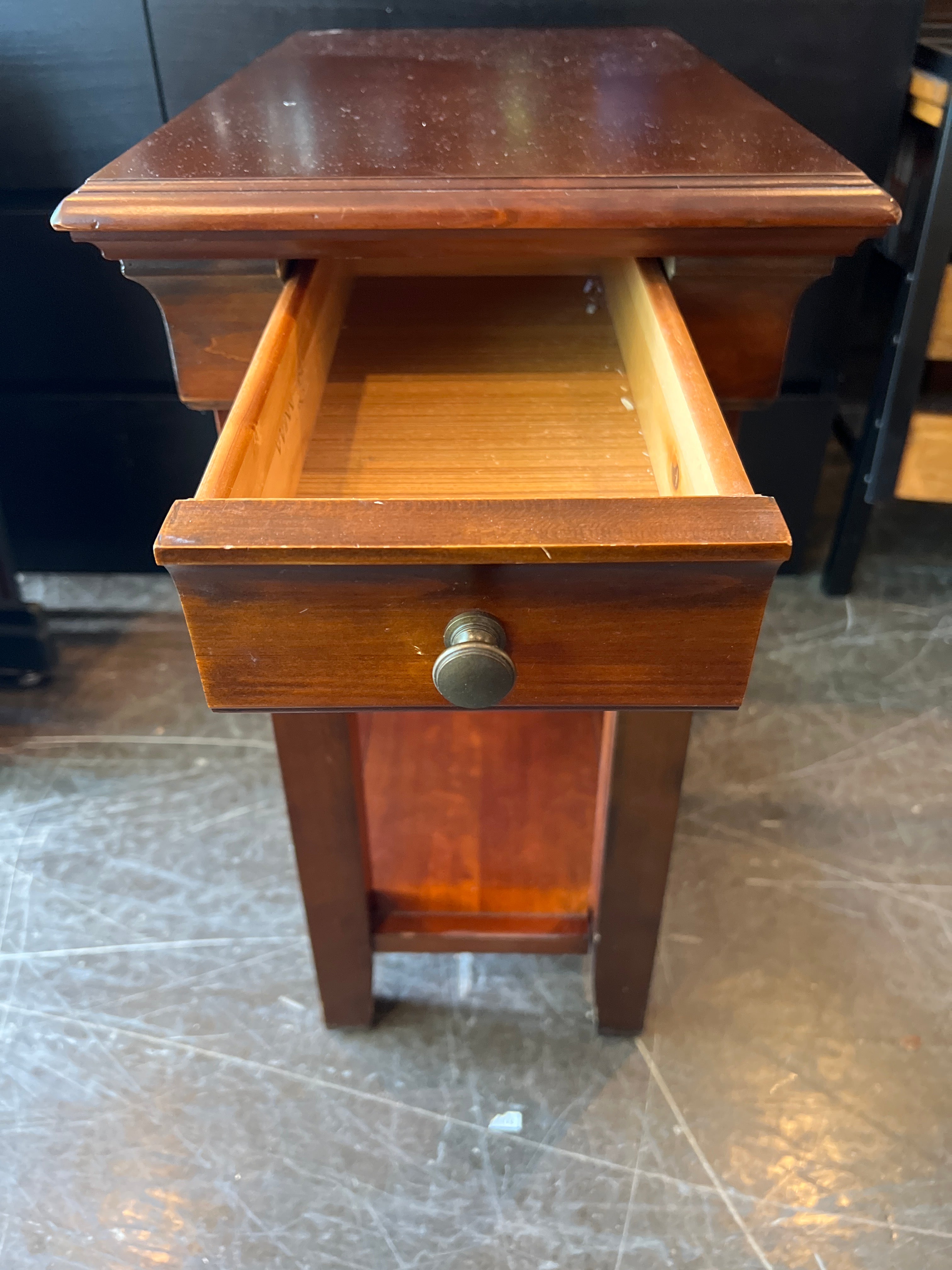 Cherry Wood Narrow Side Table with Drawer
