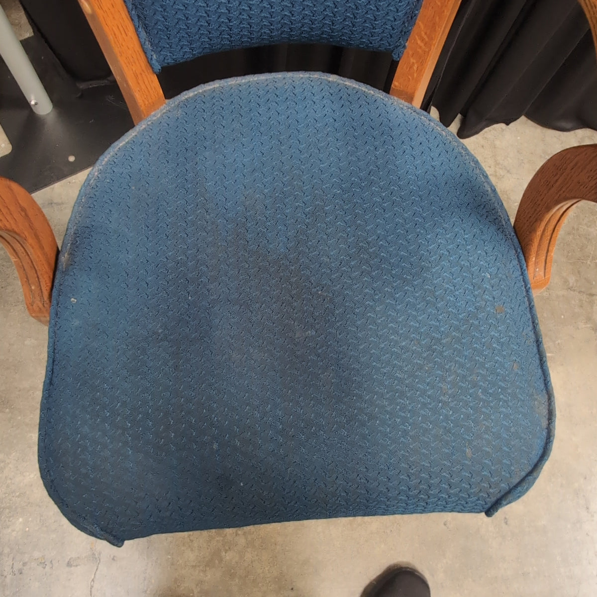 Wood Frame Dark Upholstered Bar Stool with Curved Arms