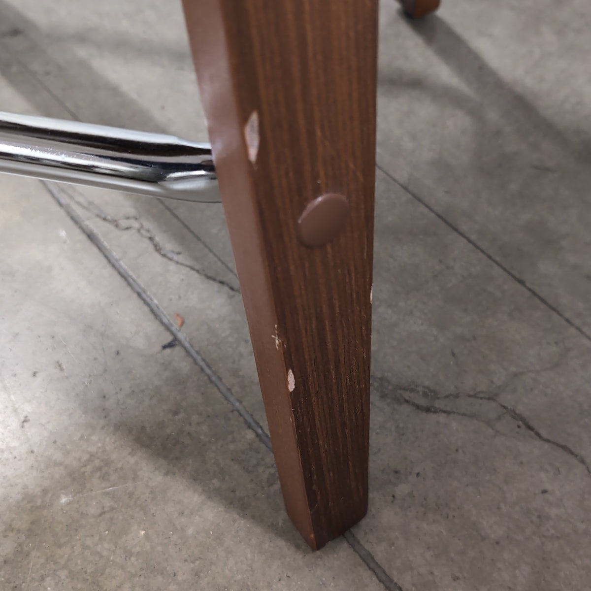 Cream Upholstered Wood Bar Stool with Metal Footrest