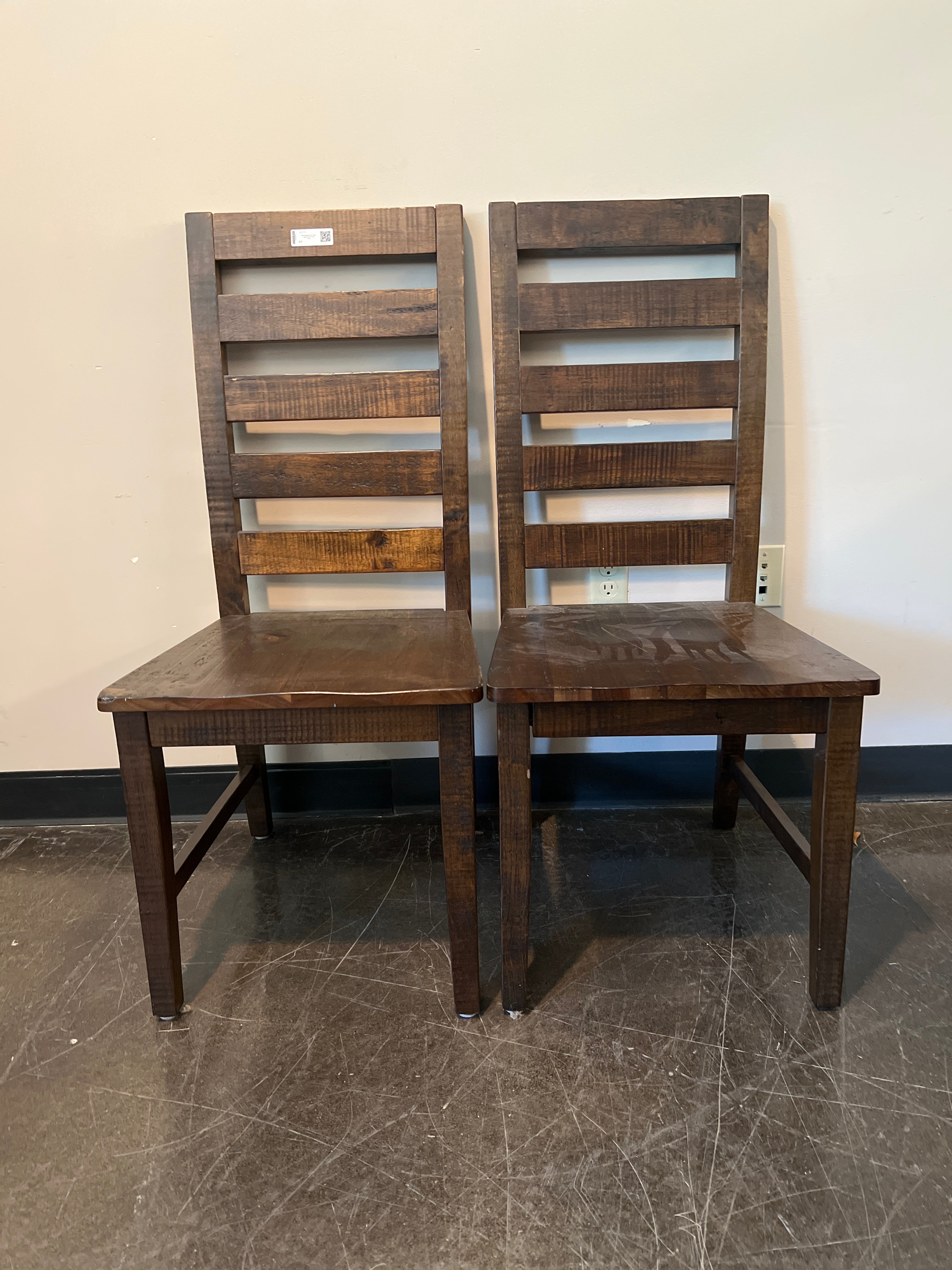 World Market Dark Wood Ladder-Back Dining Chairs