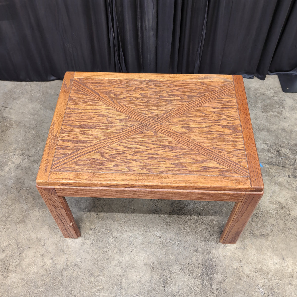 Brown Wood End Table with Geometric Top