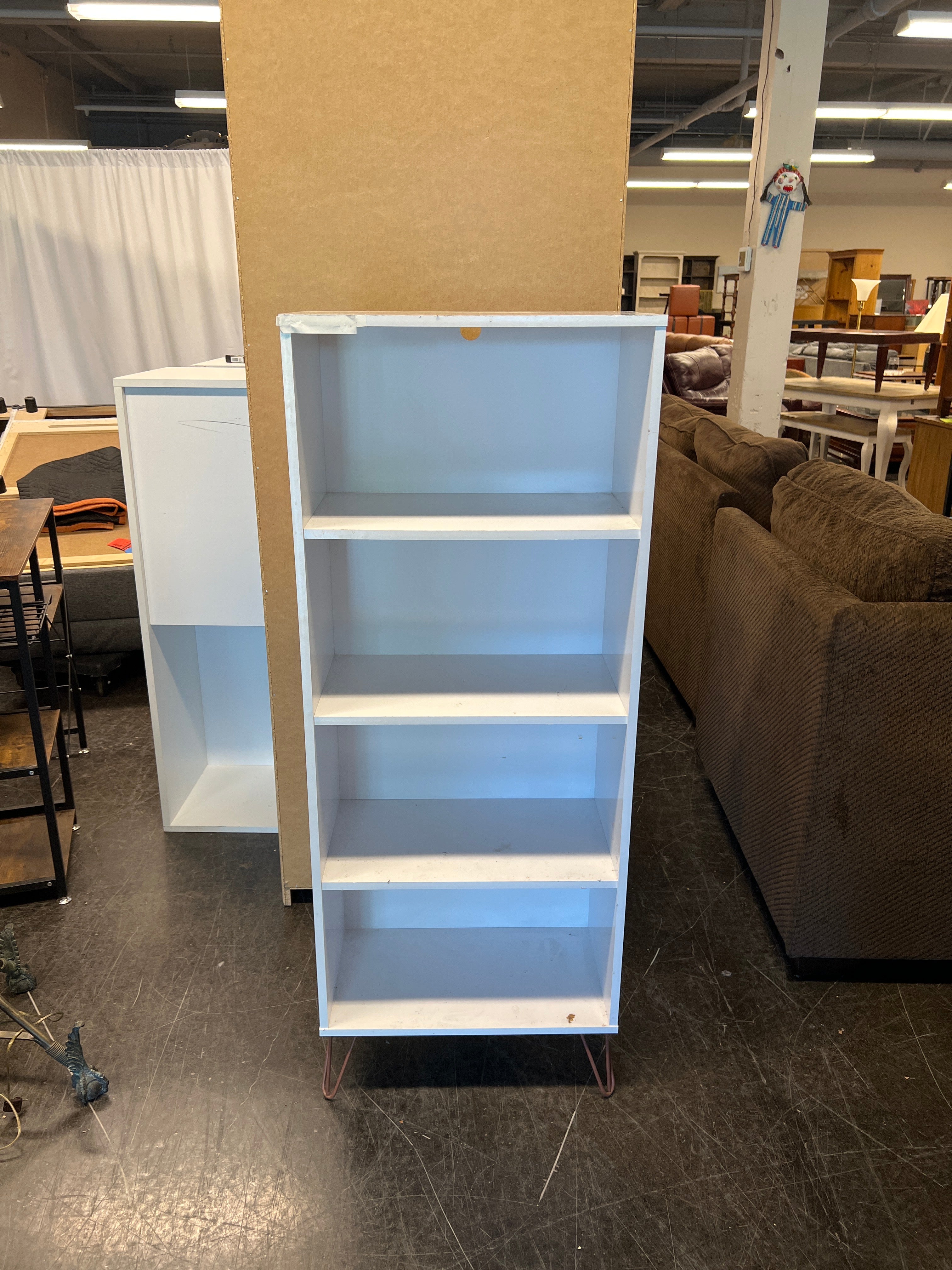 Narrow Four Shelf Bookshelf with Metal Legs