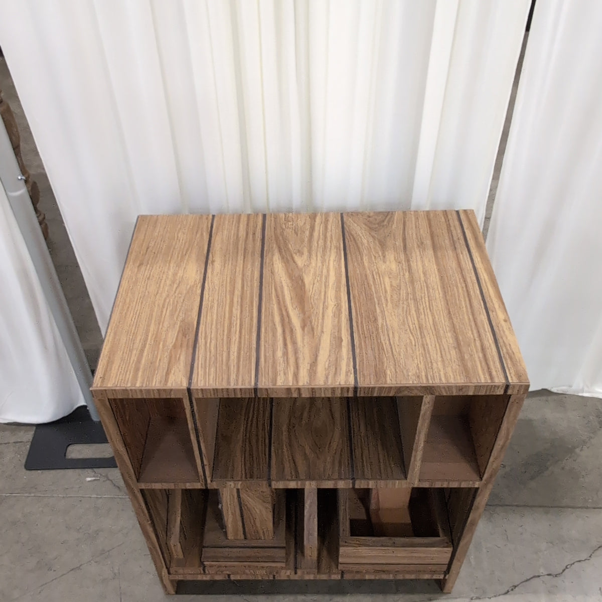 Natural Wood Multi-Compartment Storage Cabinet