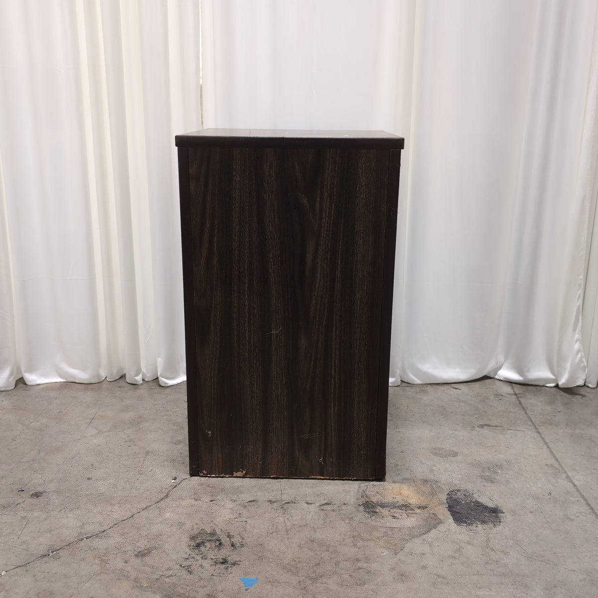 Dark Brown Wood Three-Drawer Nightstand
