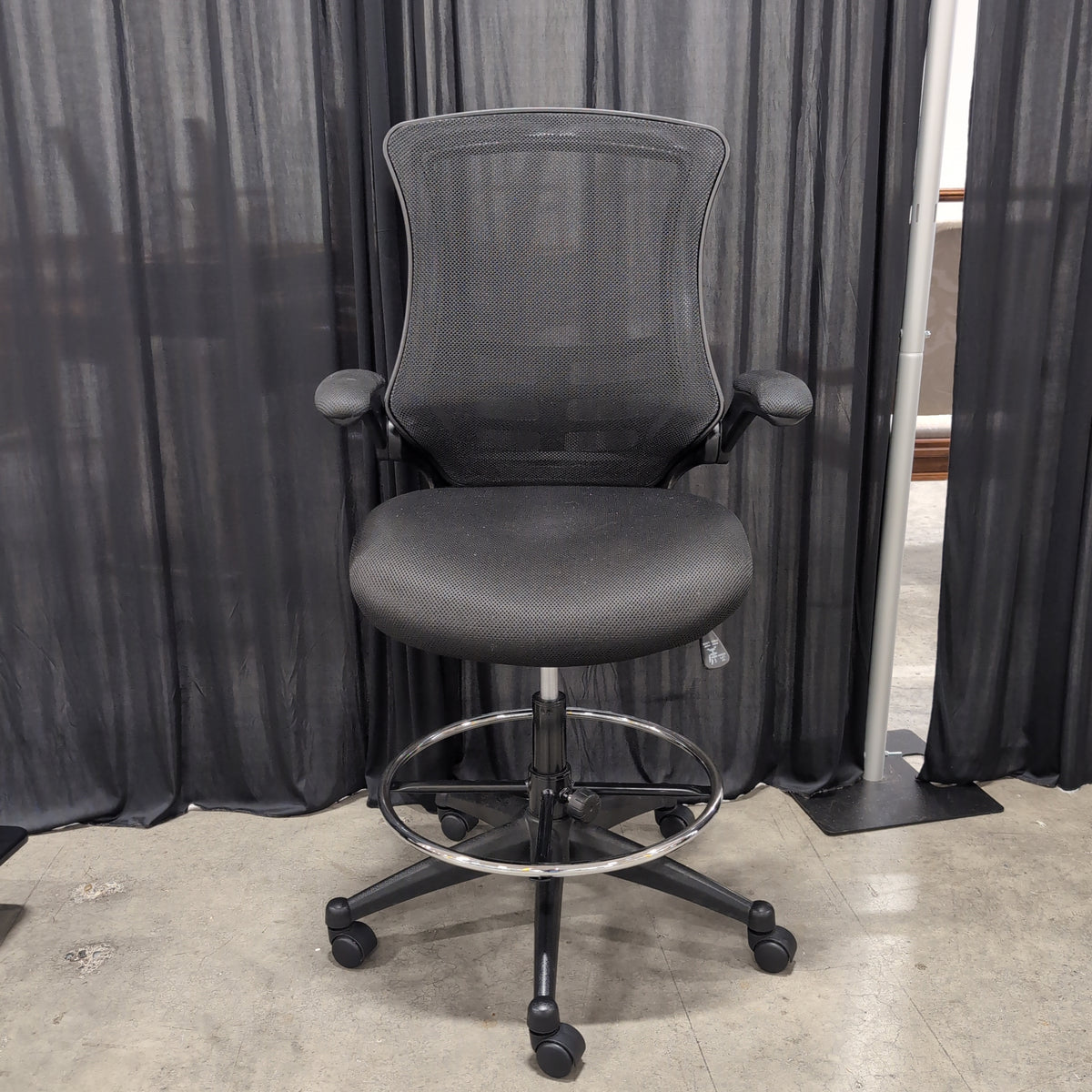 Black Mesh and Fabric Tall Office Chair with Foot Ring