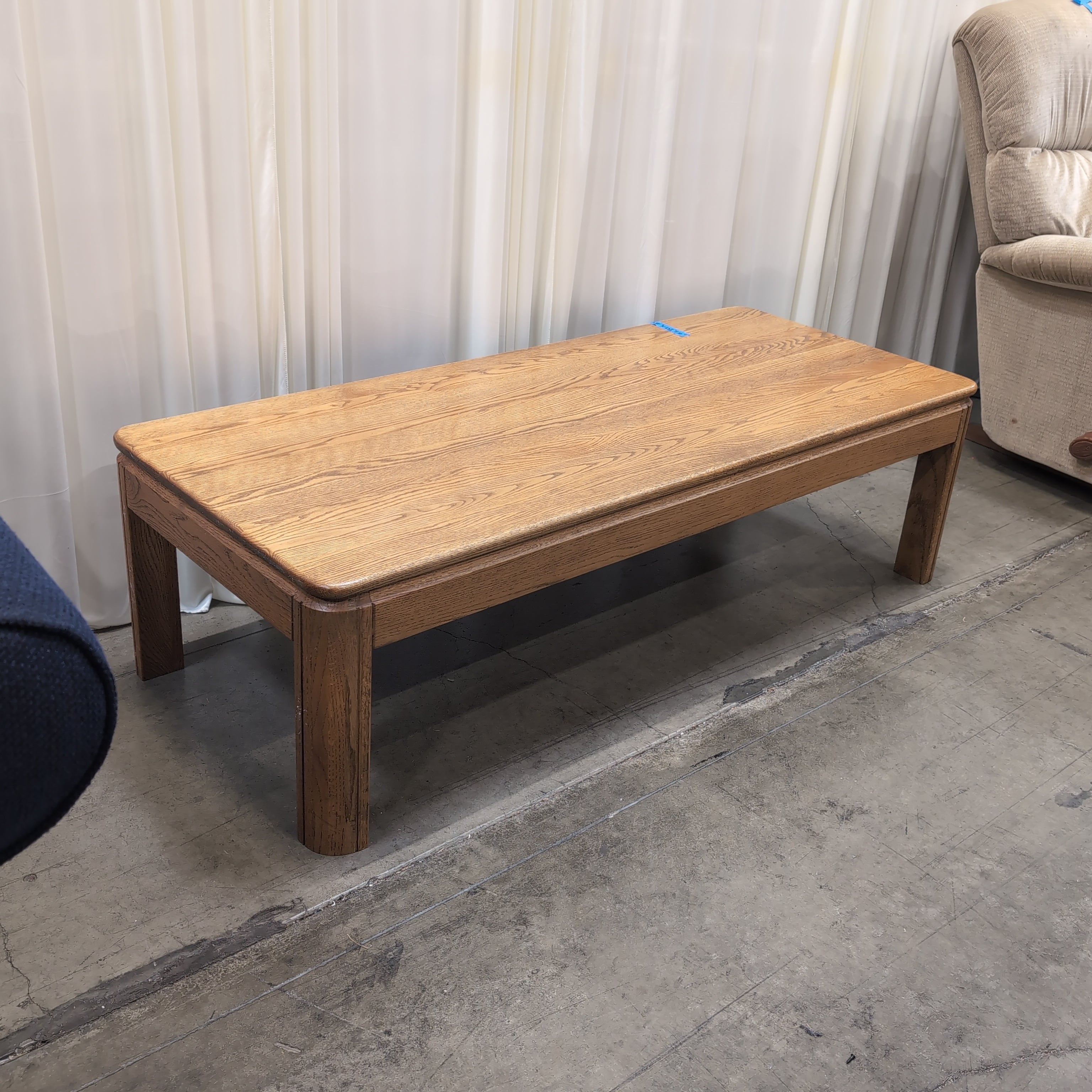 Light Brown Wood Rectangular Coffee Table