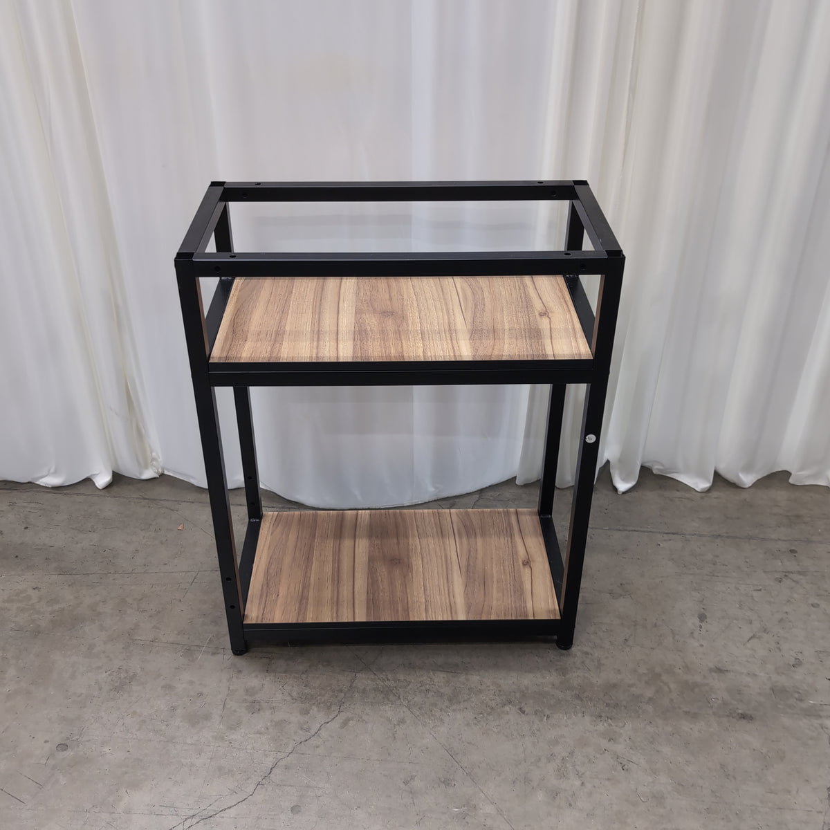 Industrial Black Metal Two-Tier Bookcase