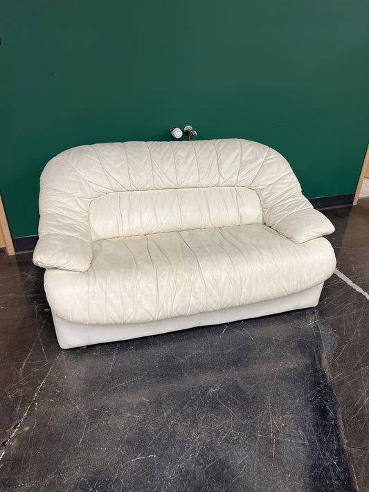 Cream-Colored Leather Loveseat