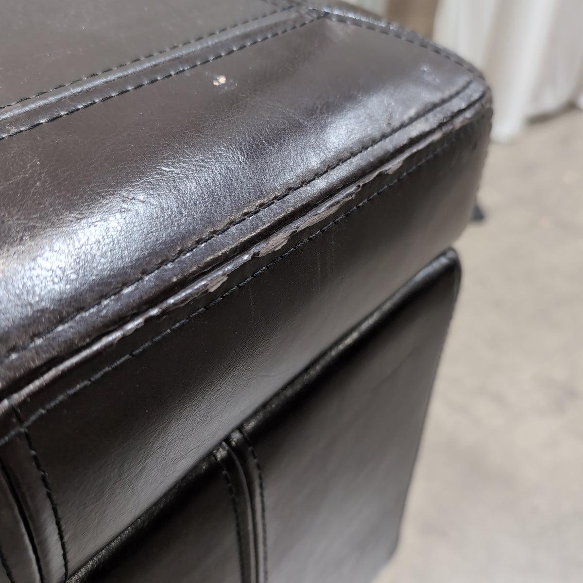 Dark Brown Faux Leather Storage Ottoman on Casters