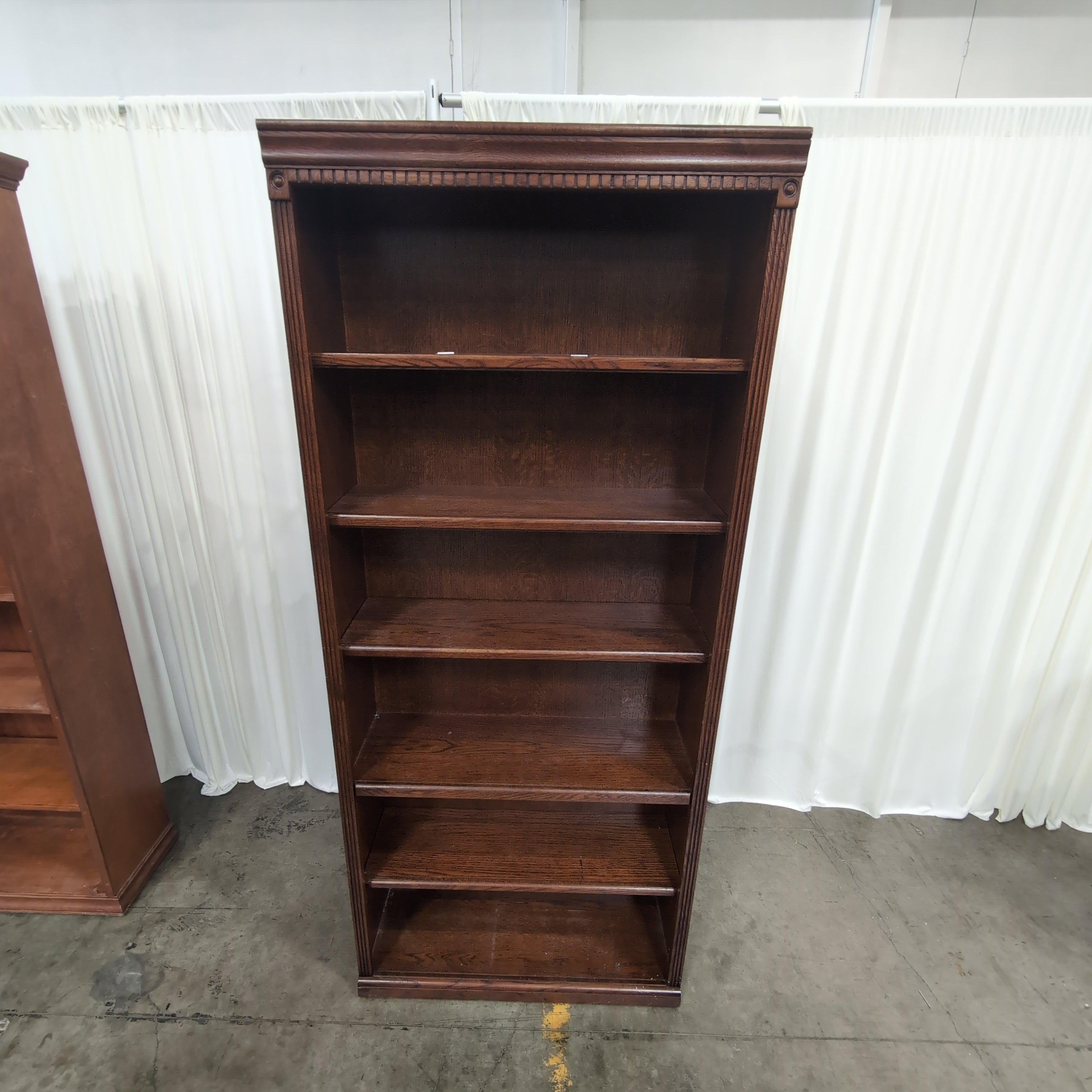 Traditional Dark Wood Five-Shelf Bookcase