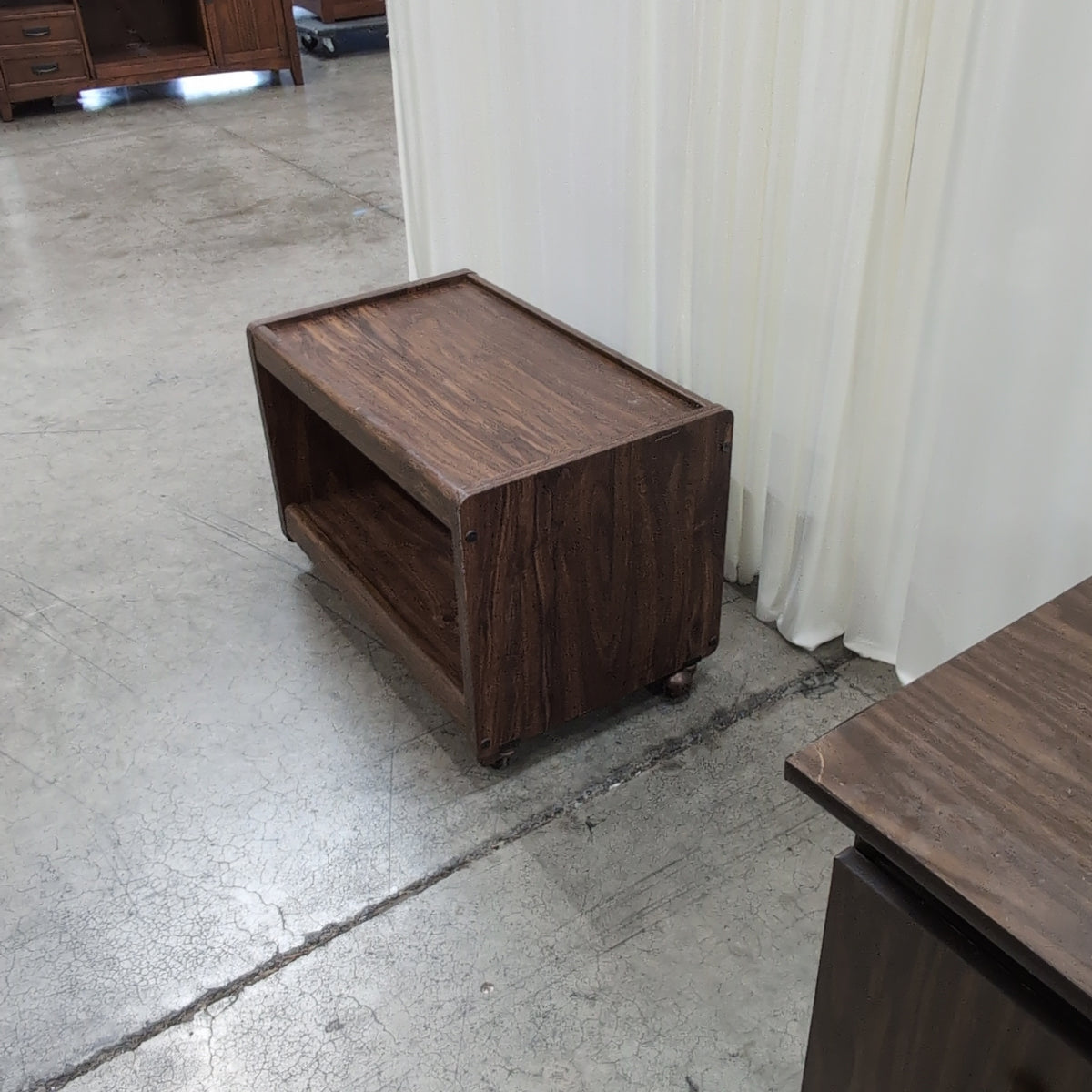 Dark Wood End Table with Open Shelf