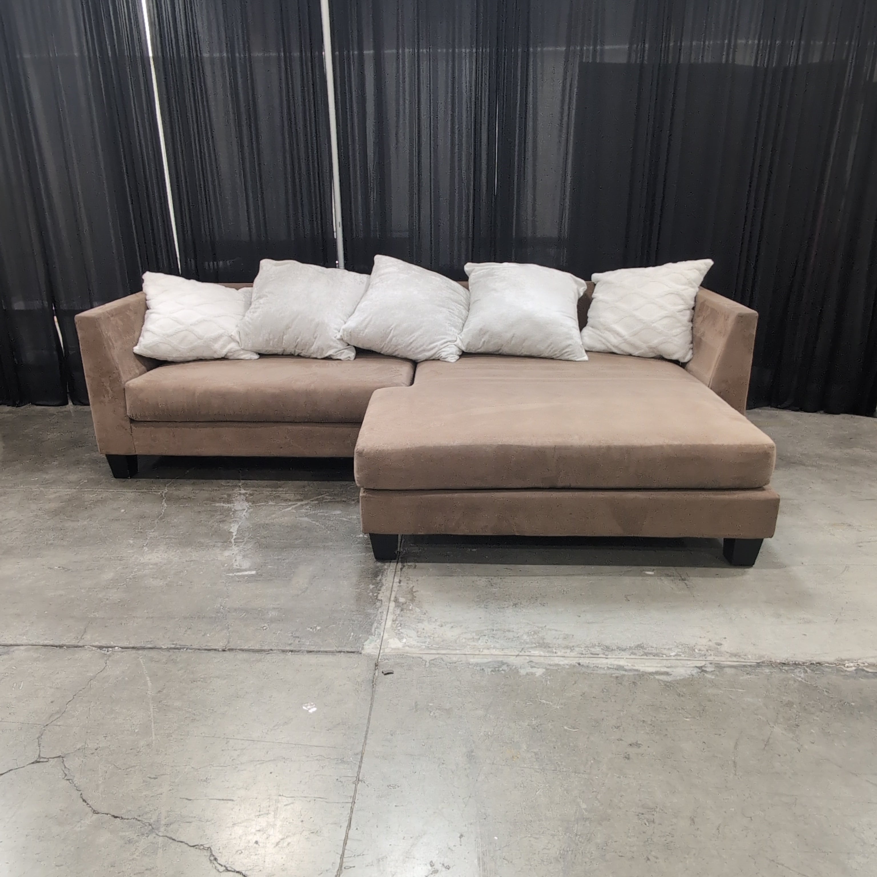 Brown Microfiber L-Shaped Sectional Couch