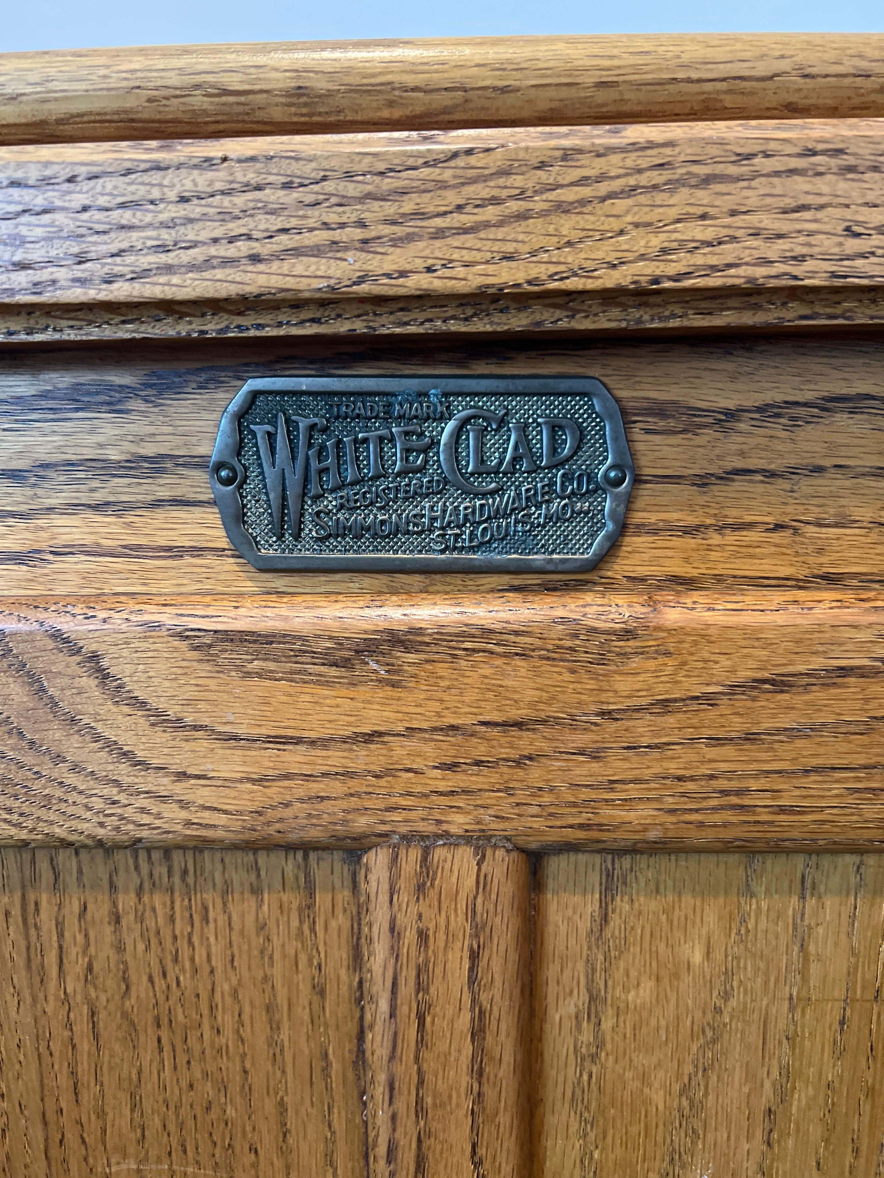 White Clad Vintage-Style Oak Ice Box Cabinet