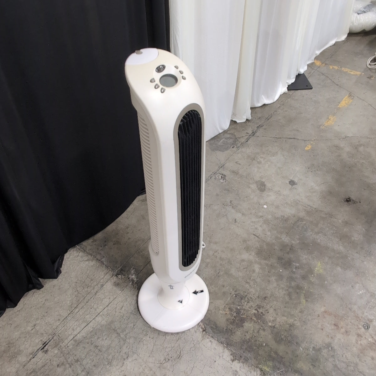 White Plastic Tower Fan with Digital Display