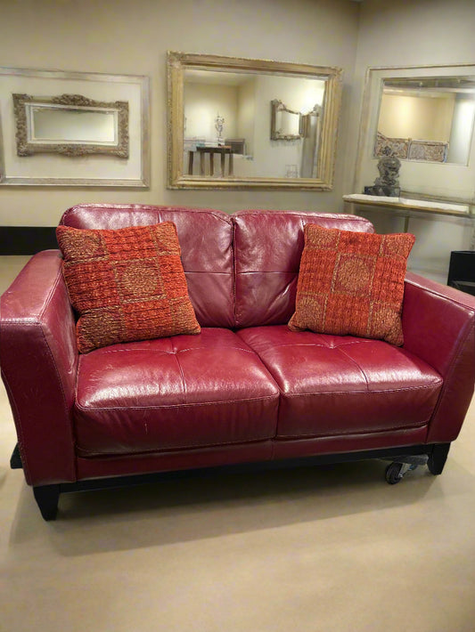 Red Leather Loveseat